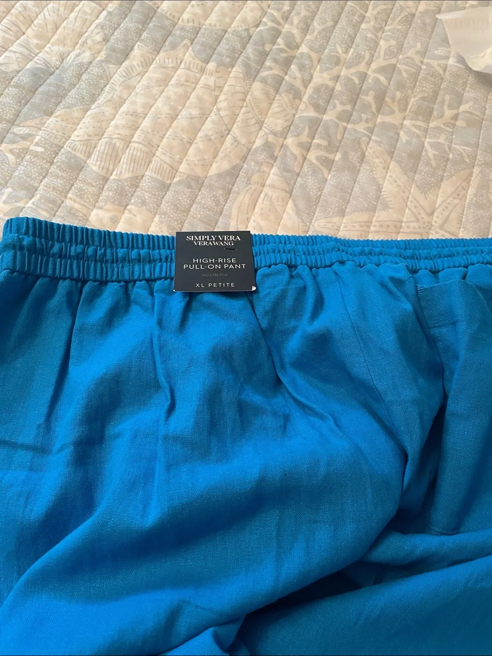Simply Vera Vera Wang Bright Royal Blue High-Rise Linen Pull-On Pants